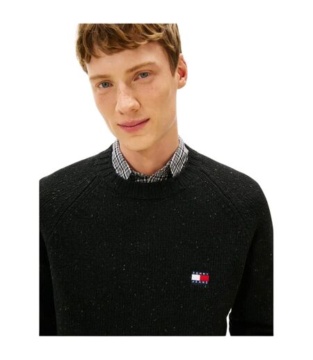 Mens Badge Knitted Crew Neck Sweatshirt Black Tommy Jeans