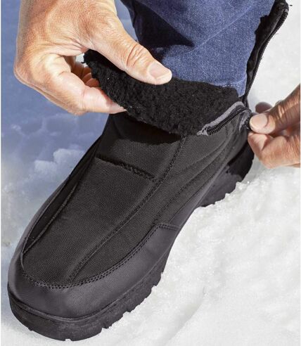 Men's Black Sherpa-Lined Snow Boots - Water-Repellent