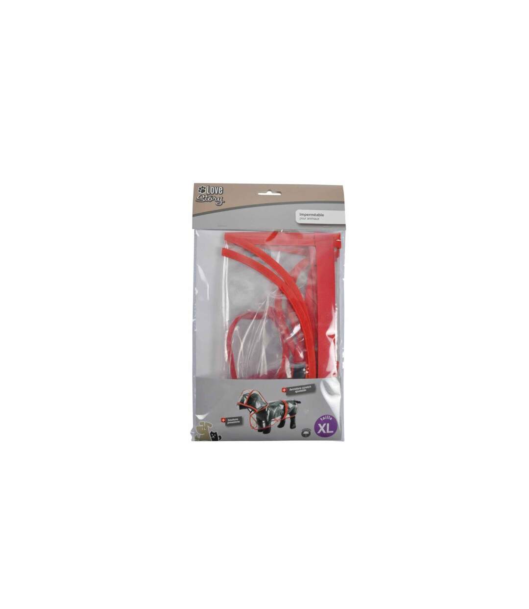 Imperméable pour Chien Transparent 50cm Rouge-3