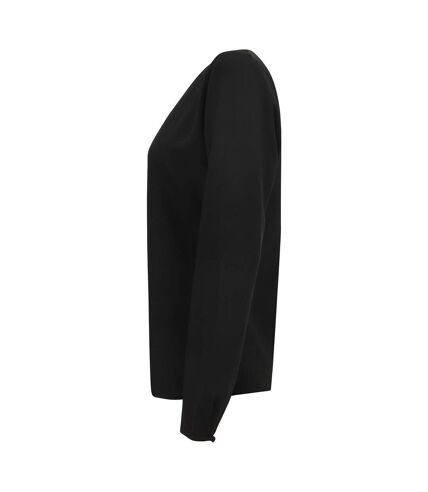 Henbury Womens/Ladies Pleat Front Long Sleeve Blouse (Black) - UTPC3829