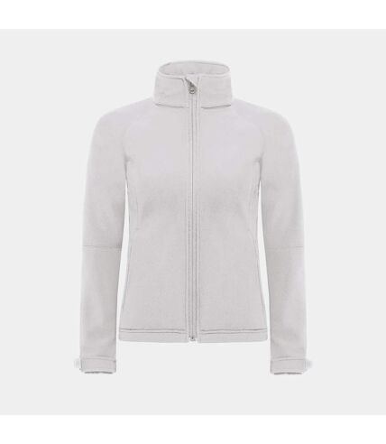 B&C Womens Hooded Premium Softshell Jacket (Windproof, Waterproof & Breathable) (White)