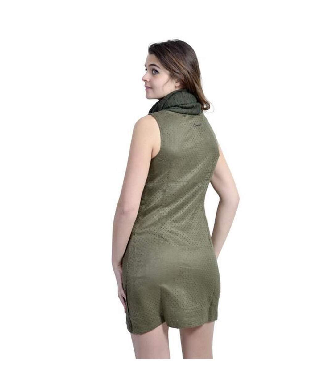 Robe femme sans manche - Col roulé - Couleur verte-3