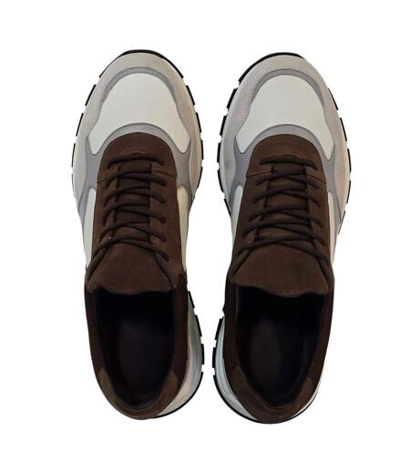Mens Martin Leather Trainers White Tan Grey Loyalti