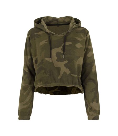 Sweat Court À Capuche Femme Vert Camouflage Build Your Brand