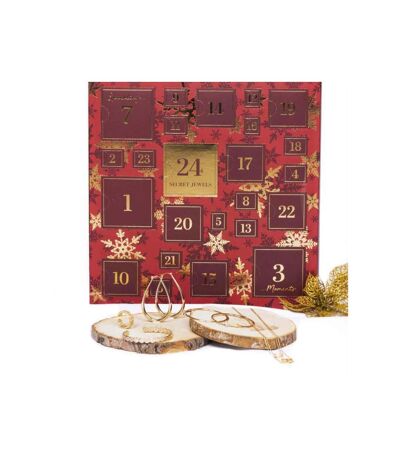 Calendrier de l'Avent Rouge - 24 Bijoux dorés