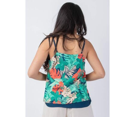 Top femme basique fines bretelles VAHINE motif tropical coloré Coton Du Monde