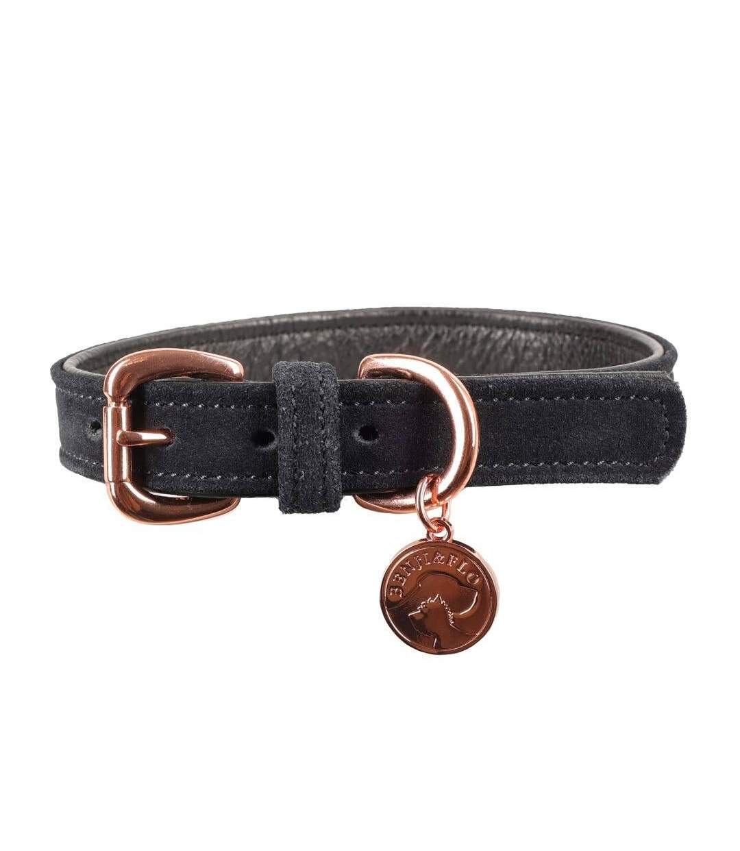 Noble suede dog collar l navy/rose gold Benji & Flo-1