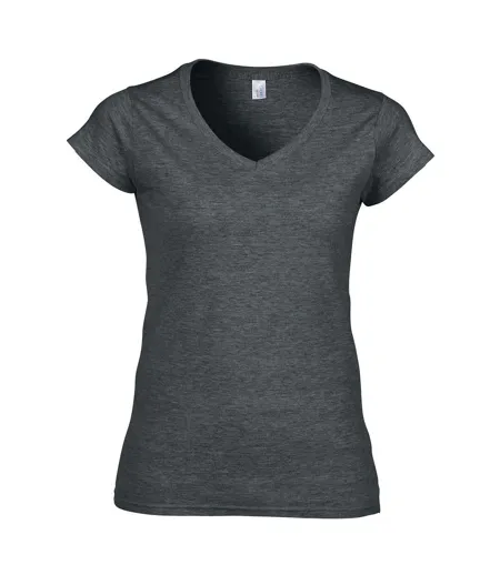 Ladies Soft Style Short Sleeve V-neck T-shirt Dark Heather Gildan
