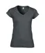 Ladies Soft Style Short Sleeve V-neck T-shirt Dark Heather Gildan-2