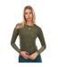 Womens/ladies Series-3 Nylon Long-sleeved Top Khaki Green Skins-1