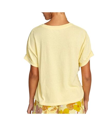 T-shirt Jaune Femme RVCA Retro Floral Ss - M