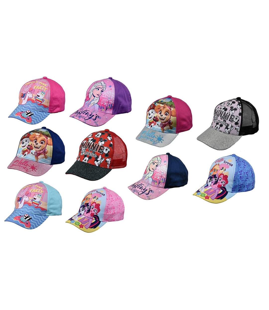 Casquette enfant MULTILICENCE: Pat Patrouille, Mickey, La reine des neiges, Marvel, Avengers.... Pack de 3 Casquettes Surprise Fille-1