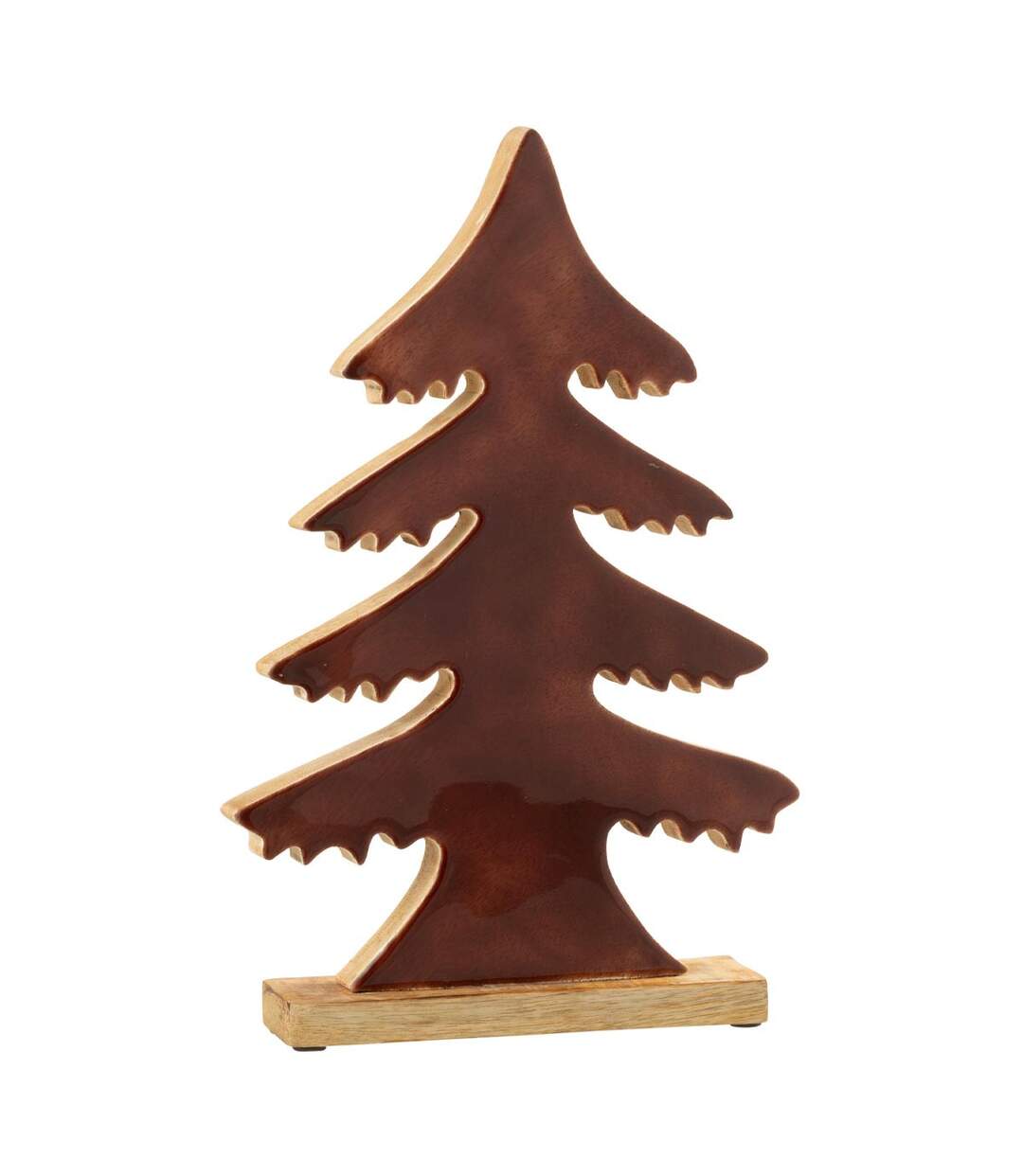 Sapin Déco en Bois Cosy 35cm Marron-1