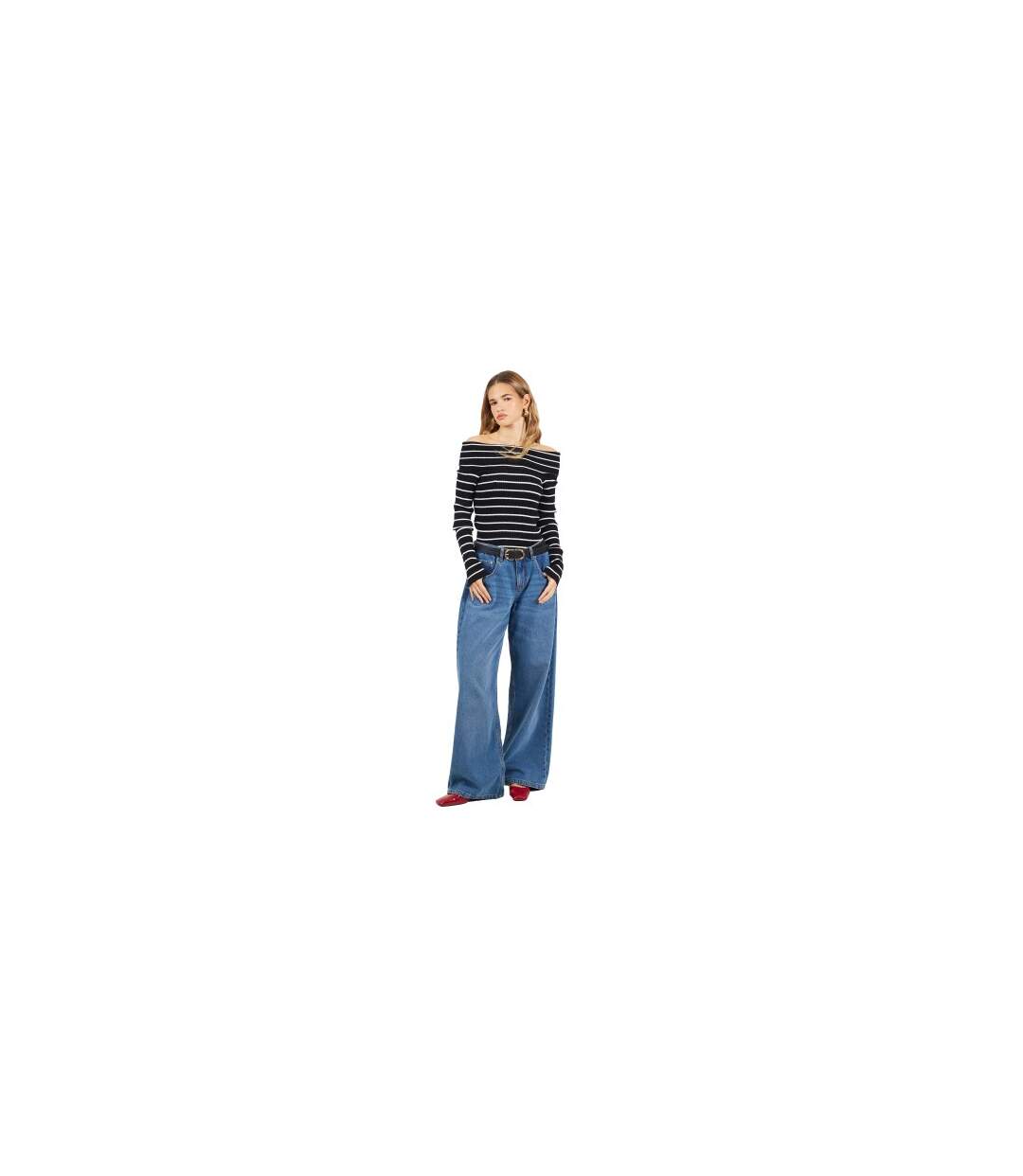 Pull Motif/style Côtelé Femme Noir Crème Brave Soul-1