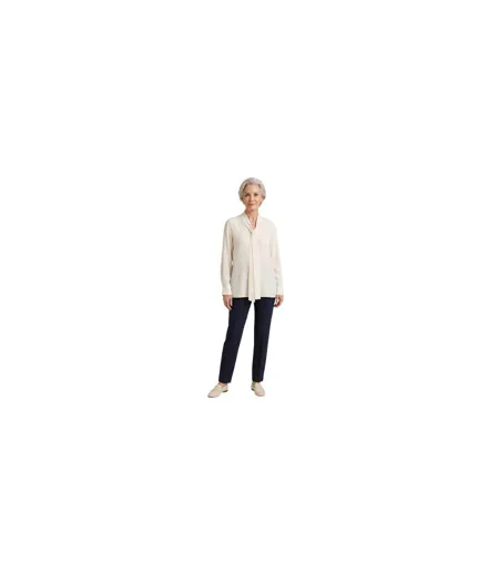 Womens/ladies Tie Neck Long-sleeved Blouse White Boss