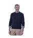 Mens Cable Knit Cashmere Merino Crew Neck Jumper Navy WoolOvers-1