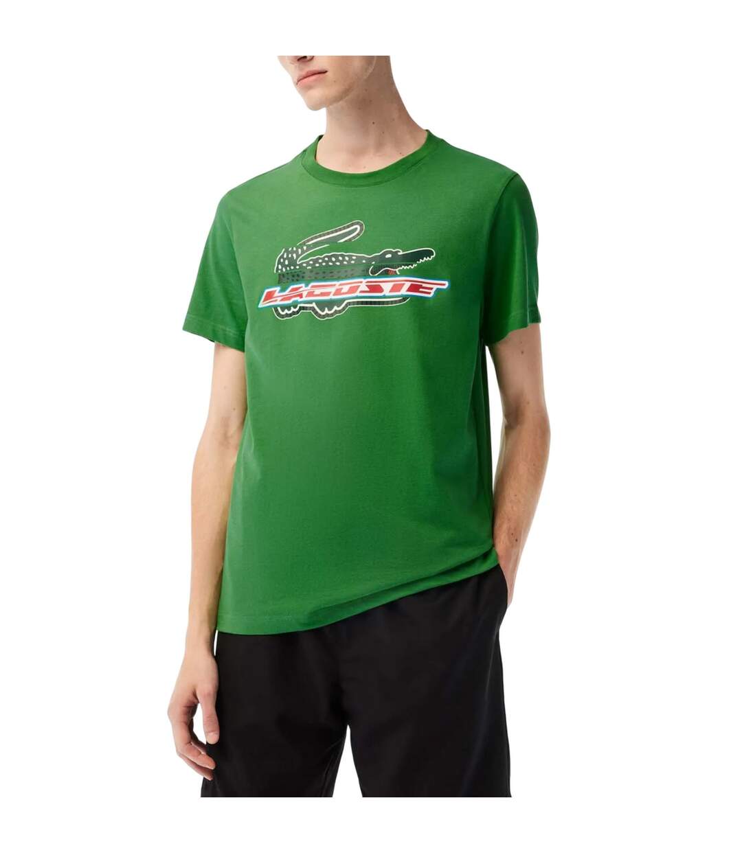 Mens Quick Dry Crew Neck T-shirt Green Lacoste-1