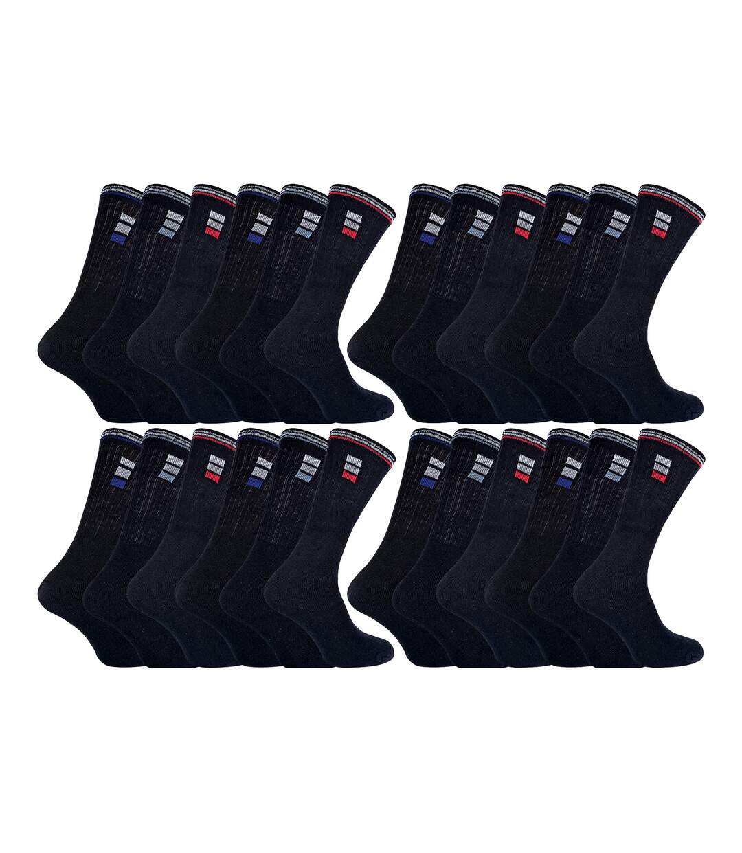 Lot de 24 paires de chaussettes de sport classiques pour hommes-1