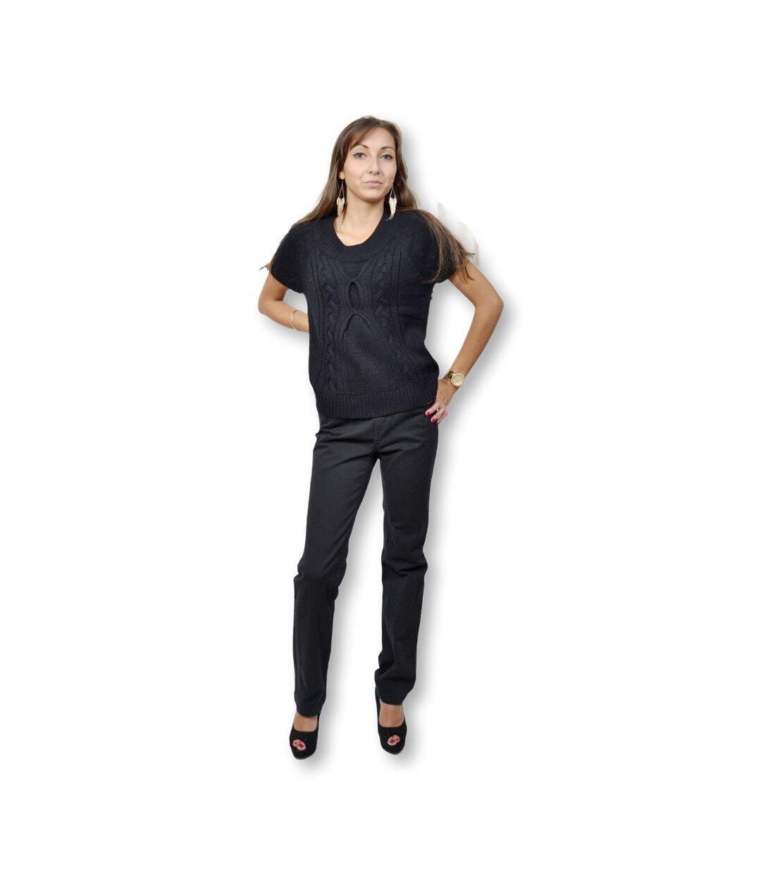 Pull femme sans manche de couleur noire - Col rond-5