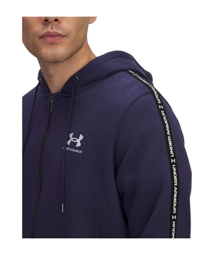 Veste À Capuche Bande Sur Manches Homme Bleu Nuit Blanc Under Armour