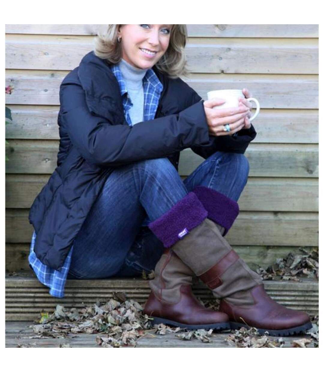 Lot de 2 paires de chaussettes pour bottes Wellington pour femme-5