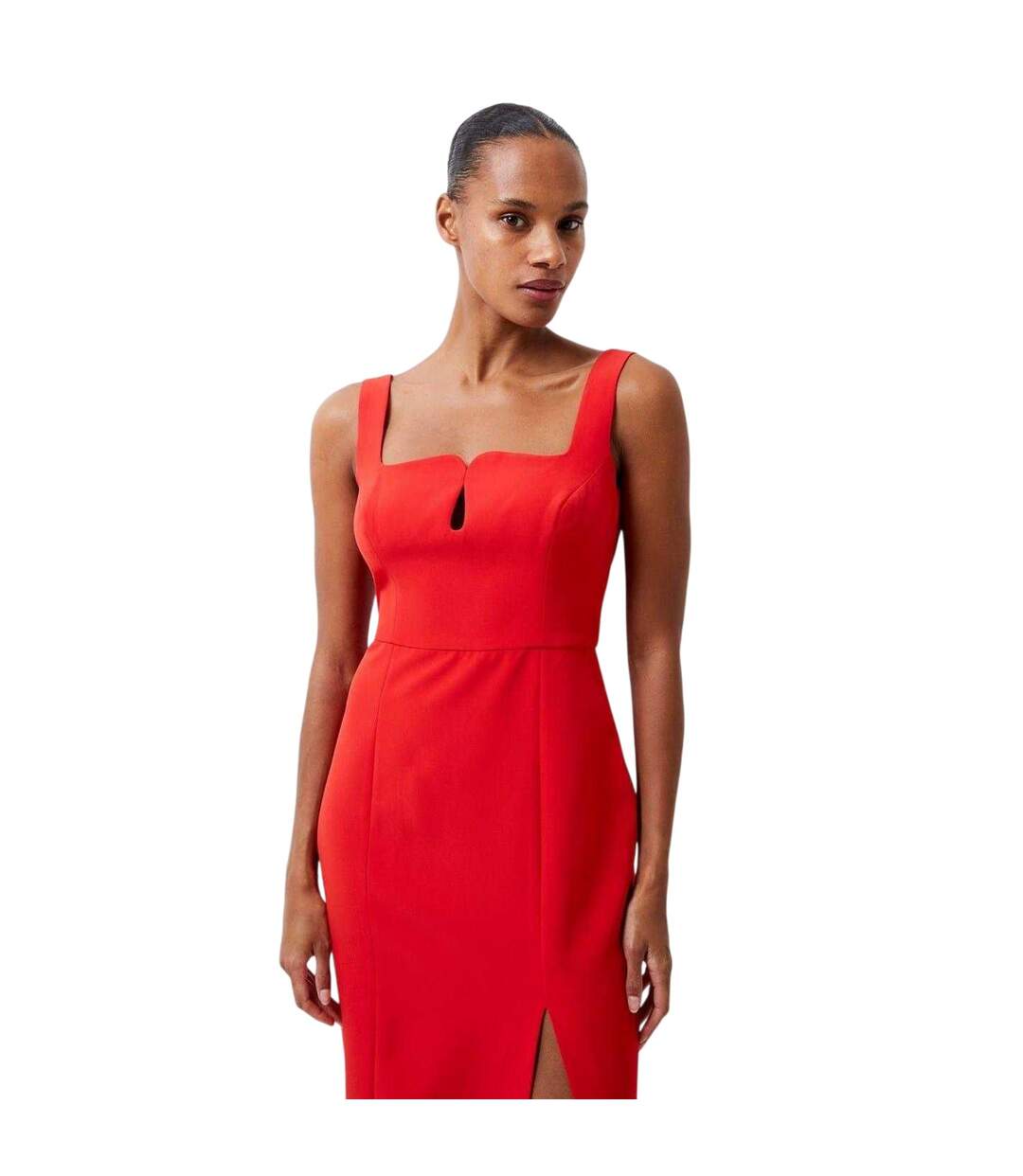 Womens/ladies Echo Crepe Square Neck Bodycon Dress True Red French Connection-4