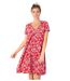 Robe babydoll manches courtes DINA imprimé fleuri rouge Coton Du Monde