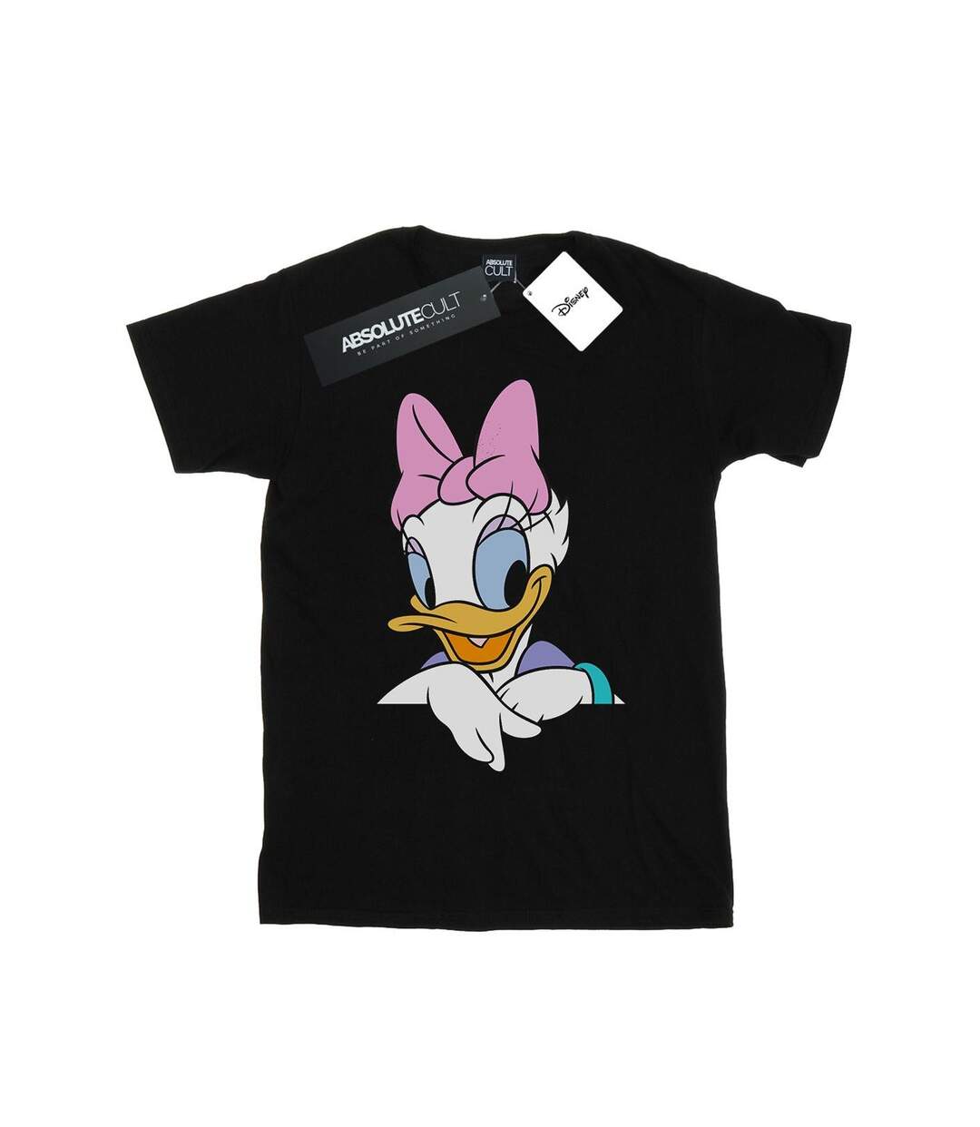 Disney Womens/Ladies Daisy Duck Big Portrait Cotton Boyfriend T-Shirt (Noir) - UTBI37867-1
