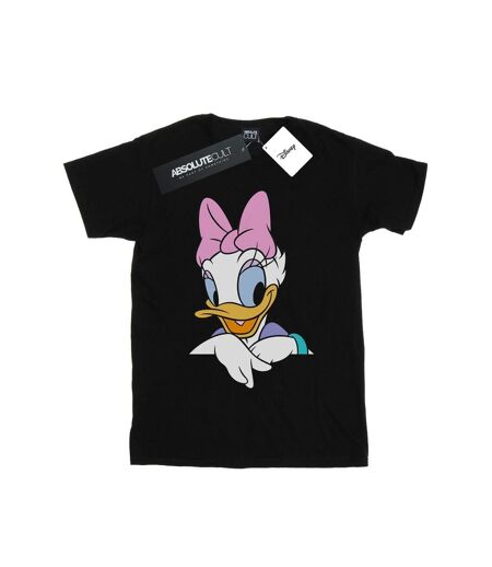 Disney Womens/Ladies Daisy Duck Big Portrait Cotton Boyfriend T-Shirt (Noir) - UTBI37867