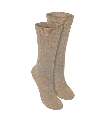 2 Pack Ladies Organic Cotton Camel Wool Socks - Warm Natural Breathable Socks