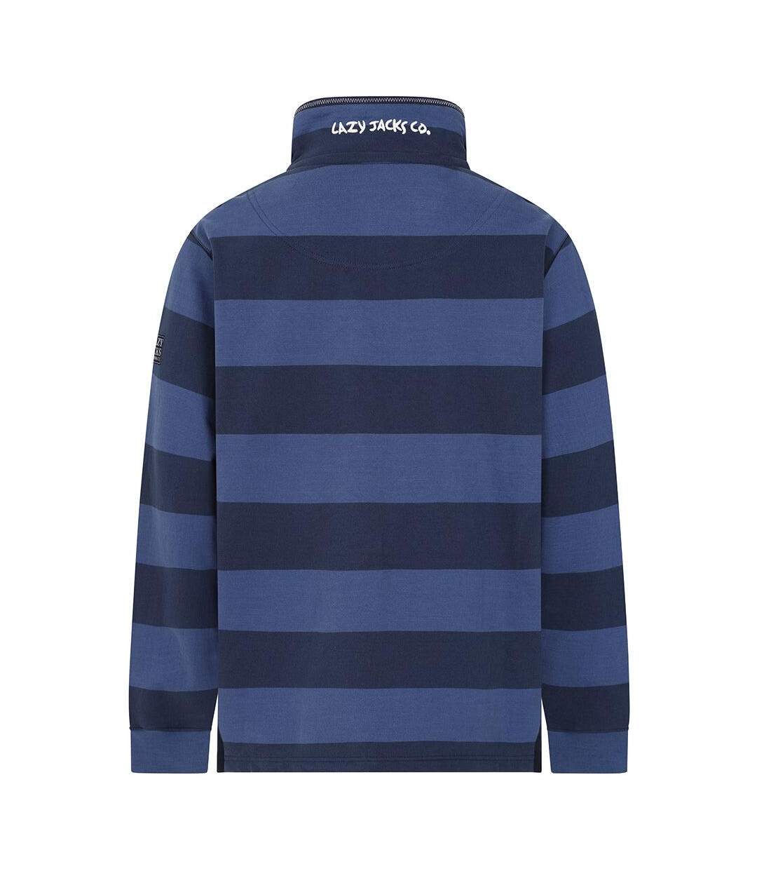 Sweat Motif/style Rayé Homme Bleu Denim Lazy Jacks-4