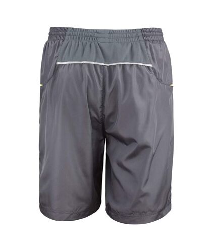 Spiro Mens Micro-Team Sports Shorts (Grey/Lime)