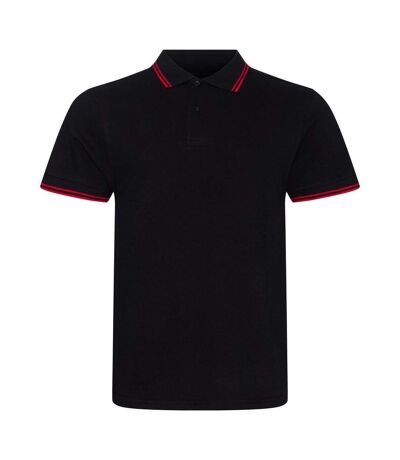 AWDis Mens Stretch Tipped Polo Shirt (Black/Red) - UTRW6081
