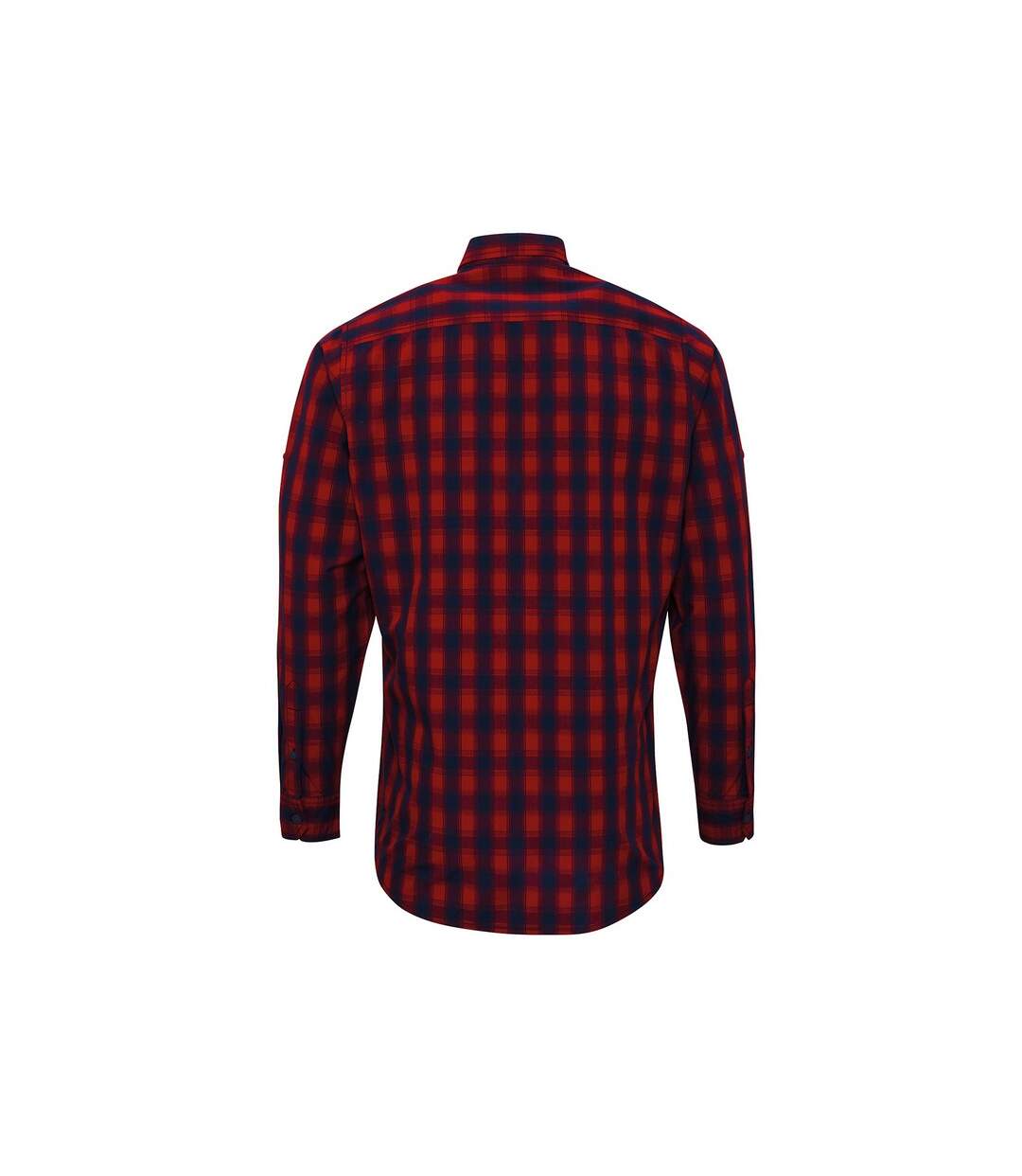 Mens Mulligan Checked Cotton Long-sleeved Shirt Red Navy Premier-2