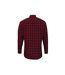 Premier Mens Mulligan Checked Cotton Long-Sleeved Shirt (Red/Navy)