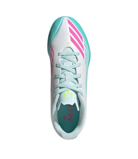Childrens/kids F50 Lionel Messi Astro Turf Trainers White Pink Blue Adidas