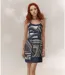 Robe femme bretelles fines imprimée graphique coupe droite-4