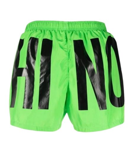 Short De Bain Motif/style Logo Homme Vert Vif Moschino