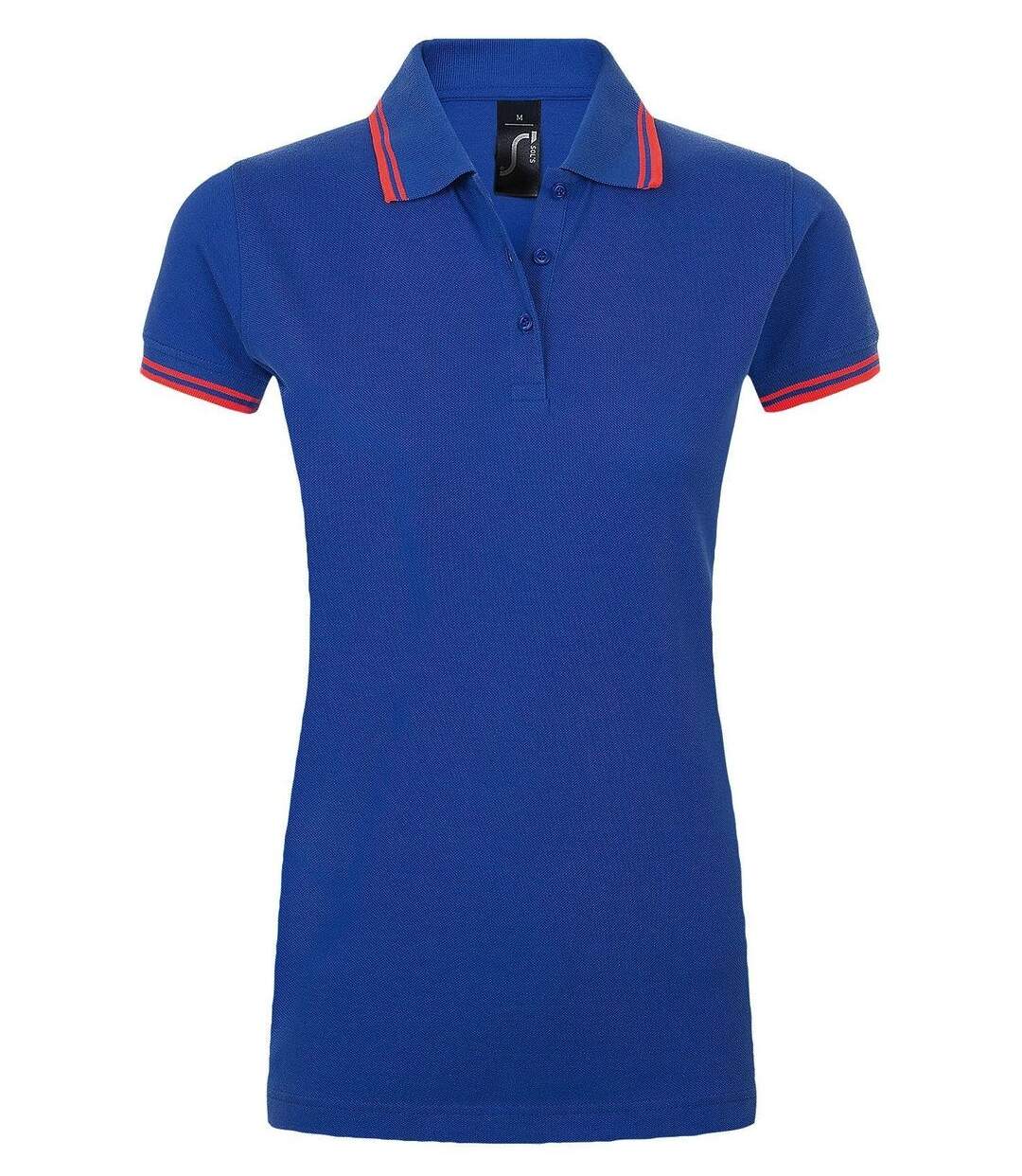 Polo femme - 00578 - bleu roi et corail