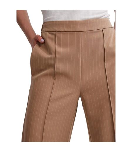Pantalon Motif/style Fines Rayures Femme Marron Clair Pieces