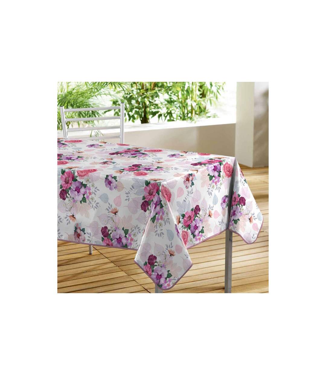 Nappe Toile Cirée Rossana 140x300cm Rose-1