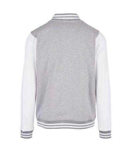 Blouson D'université Basic Homme Gris Chiné Blanc Build Your Brand