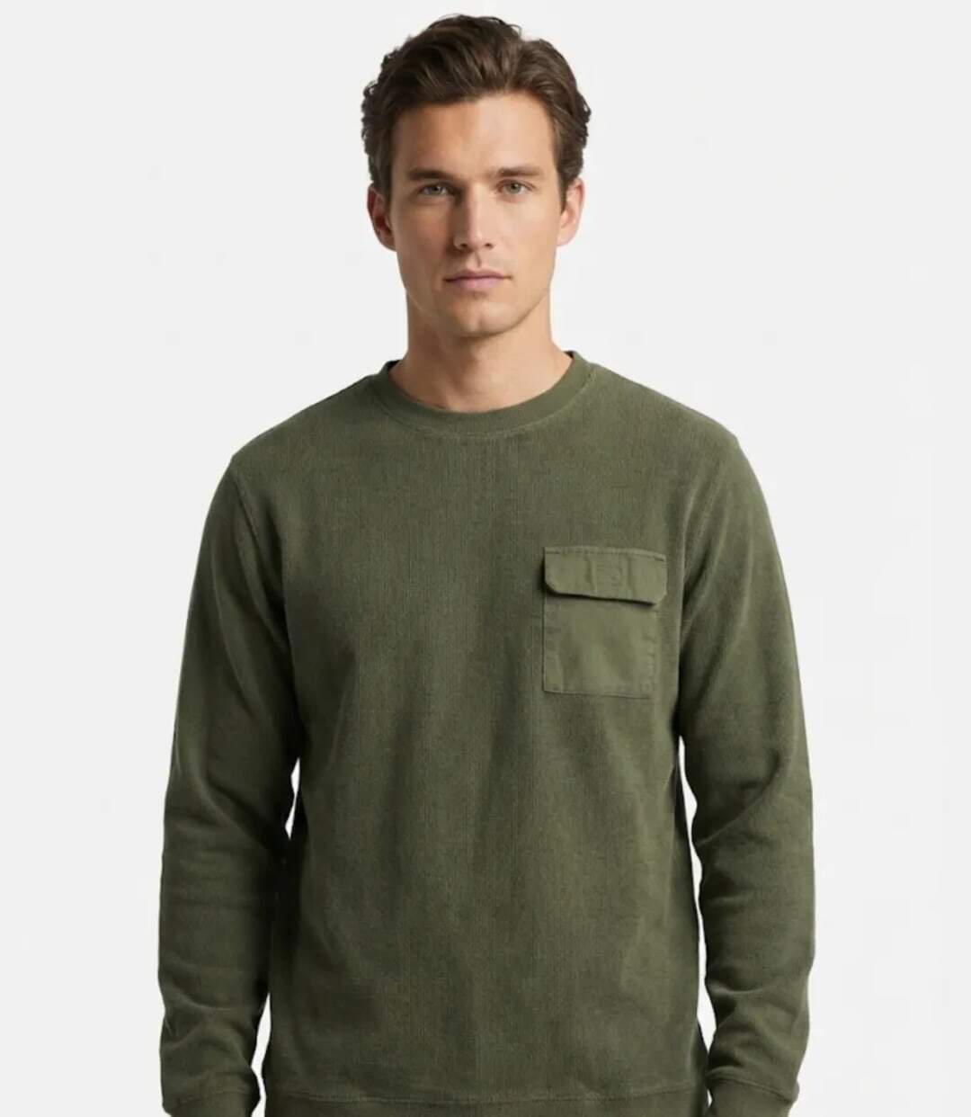 Sweat Homme Ledertys Kaki avec Poche et Renforts (Réf. LY0707)-1