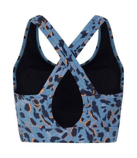 Womens/ladies swift ii animal print sports bra niagara blue Dare 2B