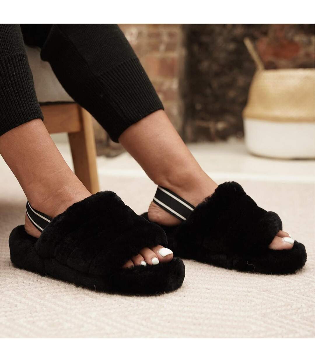 Ladies Grey Ava Sheepskin Slipper Sling Back-2