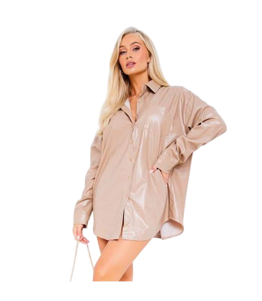 Robe Chemise Femme Taupe Missy Empire-2