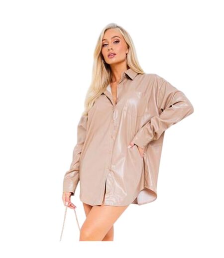 Robe Chemise Femme Taupe Missy Empire
