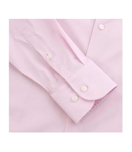 Mens Plain Long-sleeved Formal Shirt Pink Boss