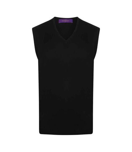 Henbury Mens Cotton Acrylic V Neck Sleeveless Sweatshirt (Navy) - UTPC6031