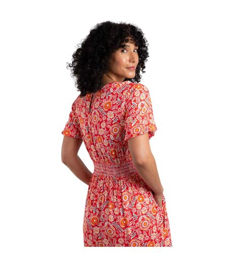 Womens/ladies dilsha printed midi dress tango red Weird Fish